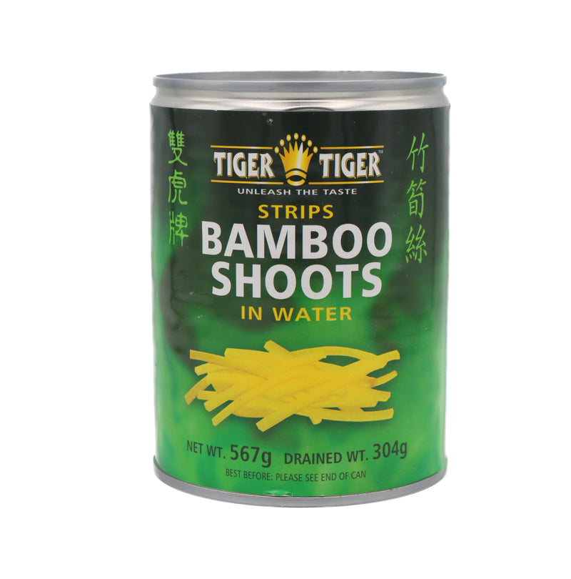 Tiger Tiger Bamboo Shoots in Water (Strips) 雙虎牌竹筍絲 567g | Tuk Tuk Mart