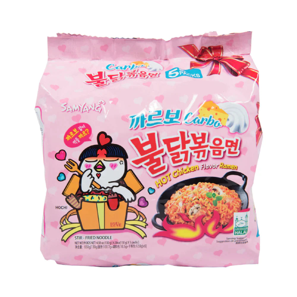 Samyang Buldak Carbonara Hot Chicken Flavour Ramen HALAL 650g 5X130g
