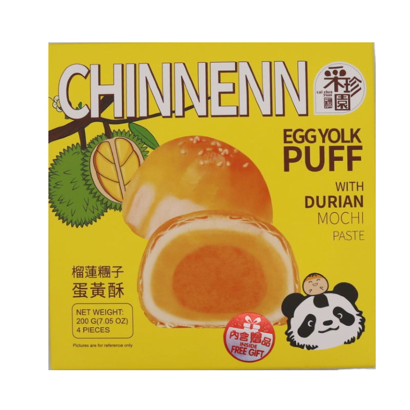 Chinnenn Egg Yolk Puff With Durian Mochi Paste 200g - Tuk Tuk Mart