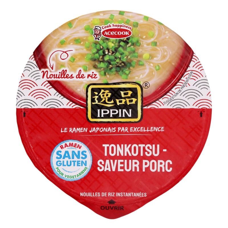 Acecook Ippin Instant Rice Noodles in Bowl - Tonkotsu Flavour 63g - Tuk Tuk Mart