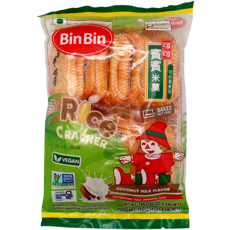 Bin Bin Rice Crackers Coconut Milk Flavour (9pcs) 75g - Tuk Tuk Mart