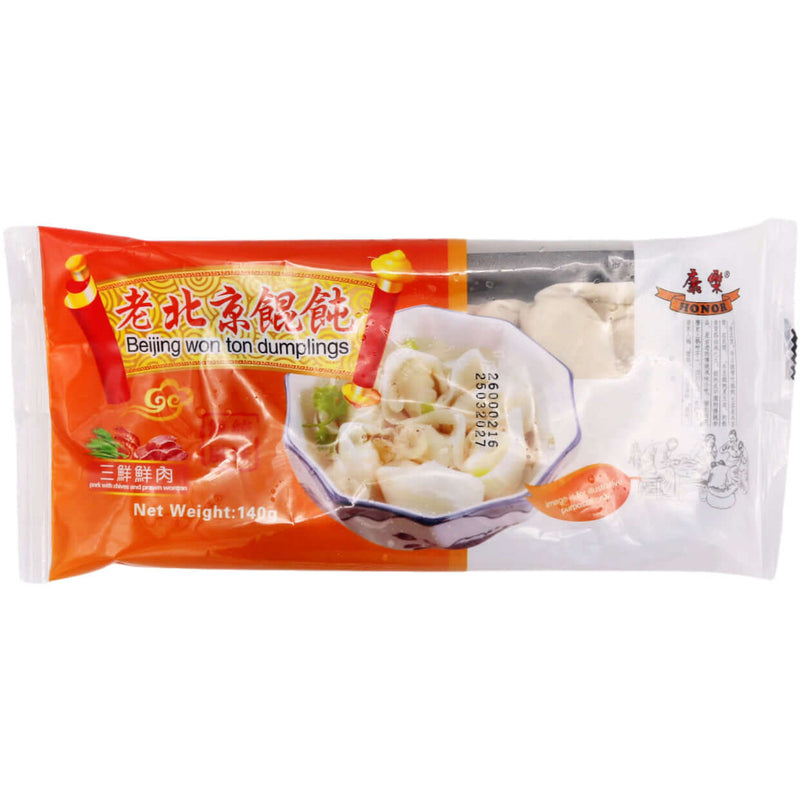 Honor Beijing Won Ton Dumplings 康樂老北京餛飩 三鮮鮮肉 140g (Frozen) - Tuk Tuk Mart