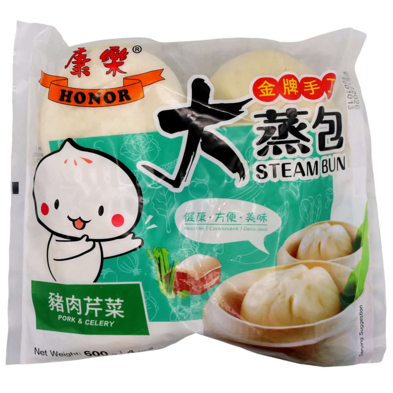 Honor Pork & Celery Bun 康樂手工蒸包-豬肉芹菜 (4pcs) 600g (Frozen) - Tuk Tuk Mart