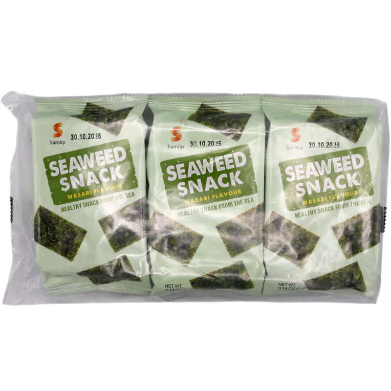 Samlip Crispy Seaweed Snacks Wasabi Flavour (4g*3pcs) 12g - Tuk Tuk Mart