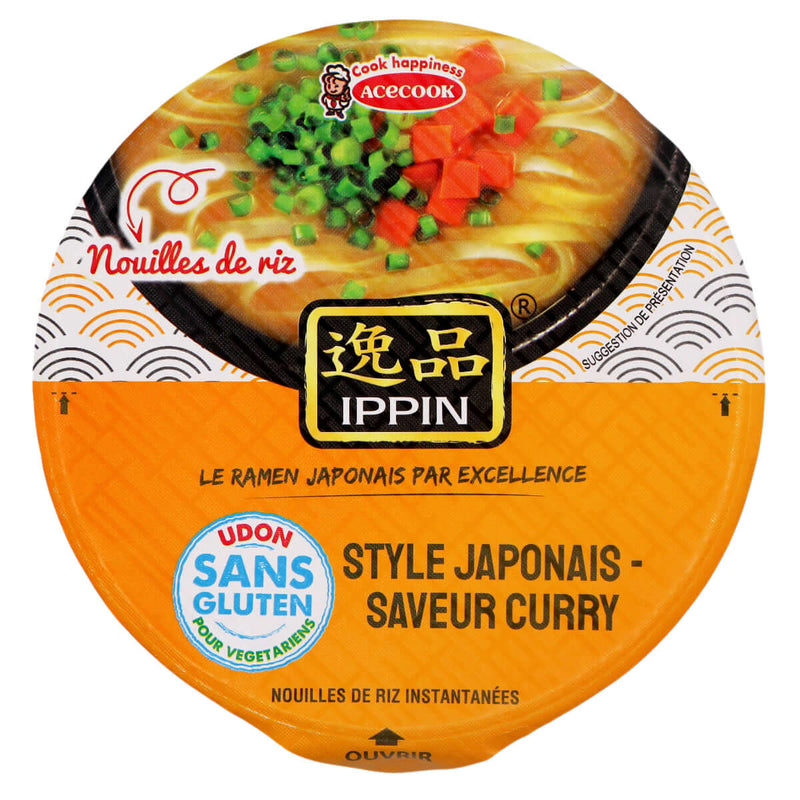 Acecook Ippin Instant Rice Noodles in Bowl - Curry Flavour 63g - Tuk Tuk Mart