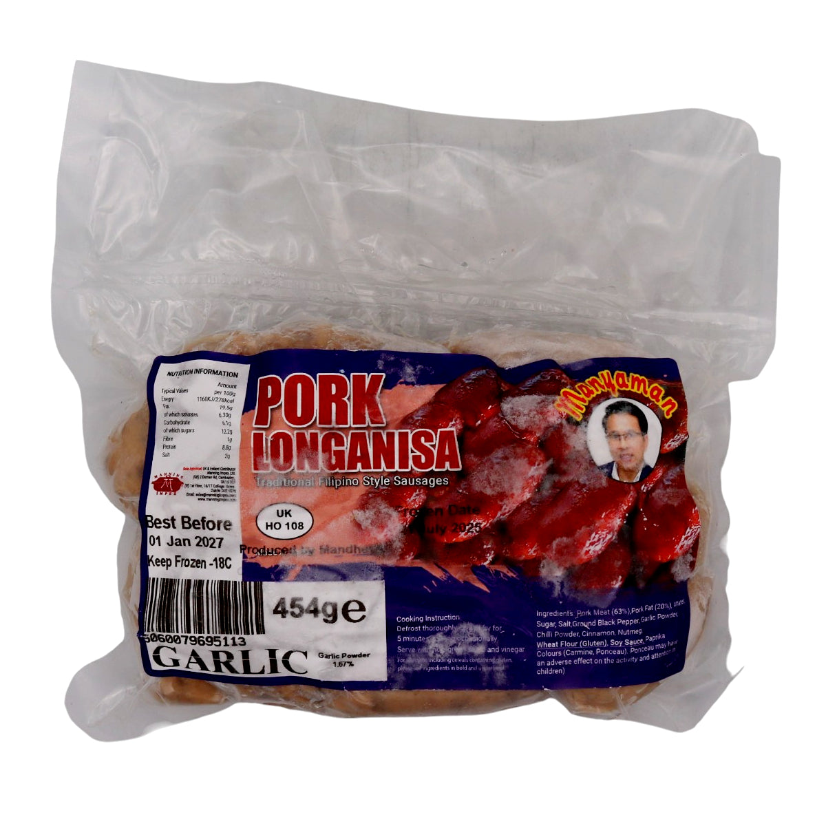Mandhey's Manyaman Pork Longanisa Traditional Filipino Style Sausages 454g (Frozen) - Tuk Tuk Mart