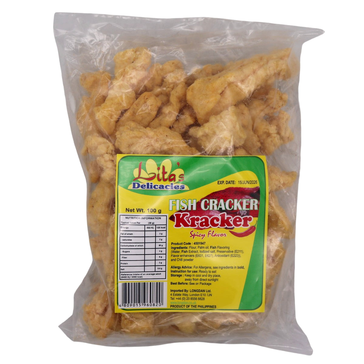 Lita's Delicacies Fish Kracker Spicy Flavour 100g - Tuk Tuk Mart