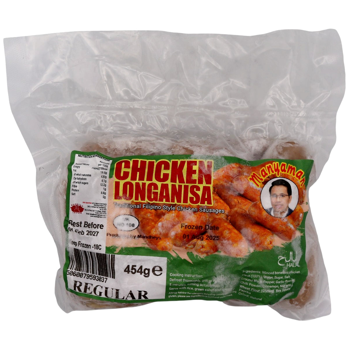 Mandhey's Manyaman Chicken Longanisa Traditional Filipino Style Chicken Sausages 454g (Frozen) - Tuk Tuk Mart