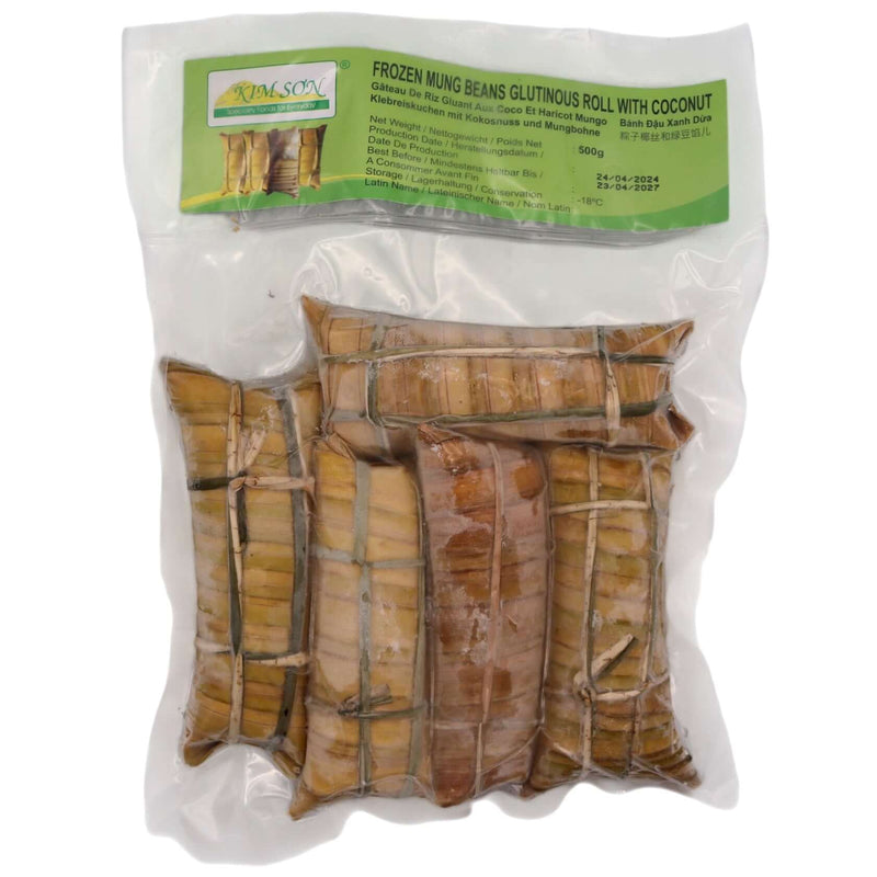 Kim Son Frozen Mung Beans Glutinous Roll with Coconut 500g (Frozen) - Tuk Tuk Mart