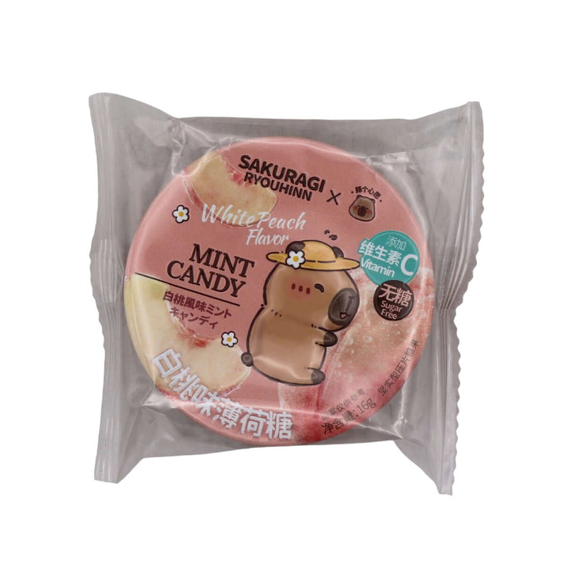 Sakuragi x Ryouhinn Mint Candy Peach Flavour 卡皮巴拉薄荷糖 白桃味 16g - Tuk Tuk Mart