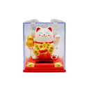 Medium White Lucky Cat (Golden gourd & Golden Bricks with 'Heath 健康, Auspiciousness吉祥, Fu Blessing 福, Wealth 富貴, Fortune bringing in 招財' and Gold ingots bag design) 太陽能招財貓 8cm - Tuk Tuk Mart