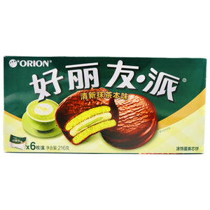 Orion Choco Pie Matcha Flavour 好麗友巧克力派抹茶口味 (36g*6 Pcs) 216g | Tuk Tuk Mart