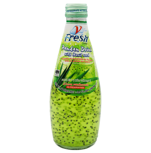 *V Fresh Pandan Juice Drink with Basil Seeds 290ml | Tuk Tuk Mart