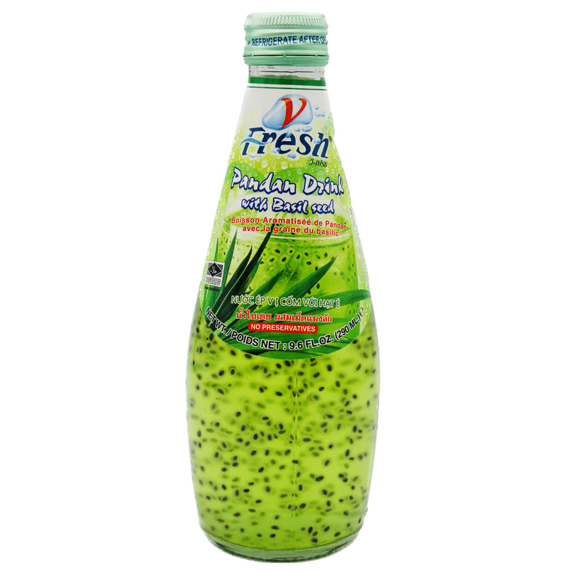 *V Fresh Pandan Juice Drink with Basil Seeds 290ml | Tuk Tuk Mart