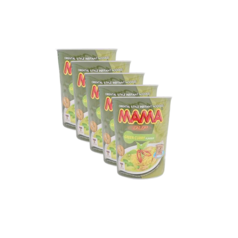 BUNDLE 5 pack MAMA Oriental Style Instant Noodles Green Curry Flavour (Cup) 70g | Tuk Tuk Mart