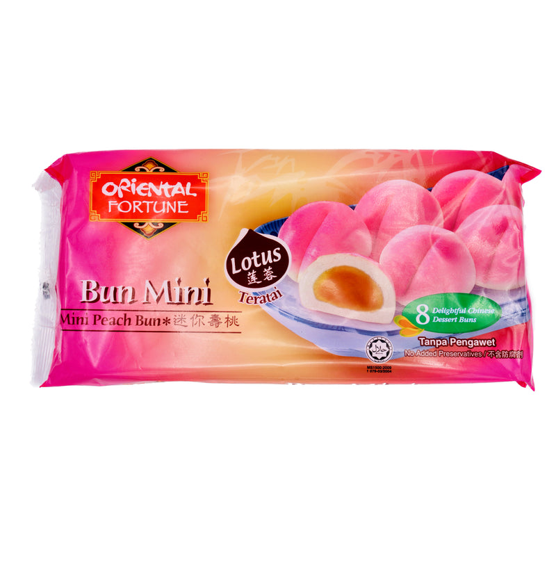 Oriental Fortune Mini Peach Bun with Lotus (8 Pcs) 迷你壽桃蓮蓉味 200g (Frozen) | Tuk Tuk Mart