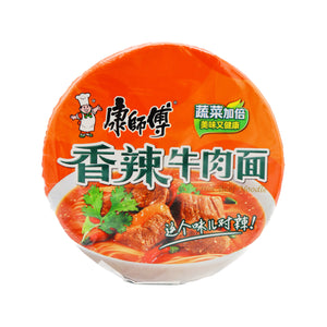 Master Kong Instant Noodles Spicy Beef Flavour (Bowl) 康師傅經典香辣牛肉桶麵 108g | Tuk Tuk Mart