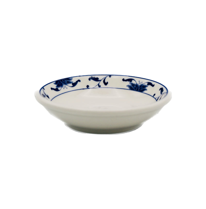 *Cameo China Blue Lotus Pattern - Porcelain Thick Sauce Dishes 瓷碟 (3.5 inch) | Tuk Tuk Mart
