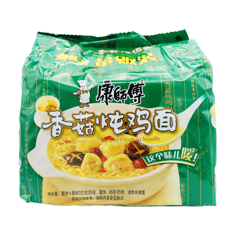 Master Kong Instant Noodles Mushroom & Steward Chicken Flavour 康師傅經典香菇燉雞麵 (101g*5Pcs) 505g | Tuk Tuk Mart