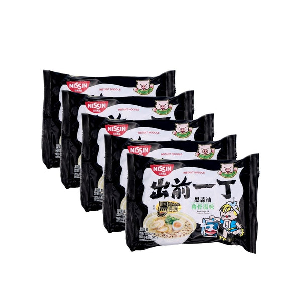 BUNDLE 5pack Nissin Instant Noodles Black Garlic Oil Tonkotsu Flavour 出前一丁五黑蒜猪骨味 100g bbd 24.06.22 | Tuk Tuk Mart