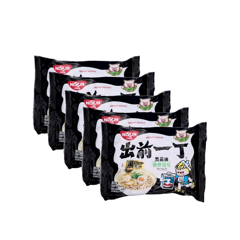 BUNDLE 5pack Nissin Instant Noodles Black Garlic Oil Tonkotsu Flavour 出前一丁五黑蒜猪骨味 100g bbd 24.06.22 | Tuk Tuk Mart