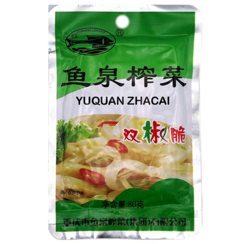 WJT Preserved Vegetable (added Chilli) 雙椒脆榨菜 80g | Tuk Tuk Mart