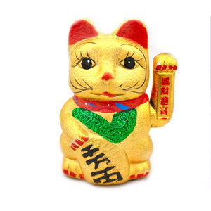 Hua Rong Sheng 21cm Waving Ceramic Fortune Cat Maneki Neko | Tuk Tuk Mart