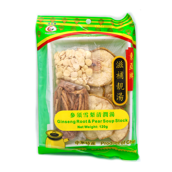 East Asia Brand Ginseng Root & Pear Soup Stock 東亞牌參須雪梨清潤湯包 120g | Tuk Tuk Mart