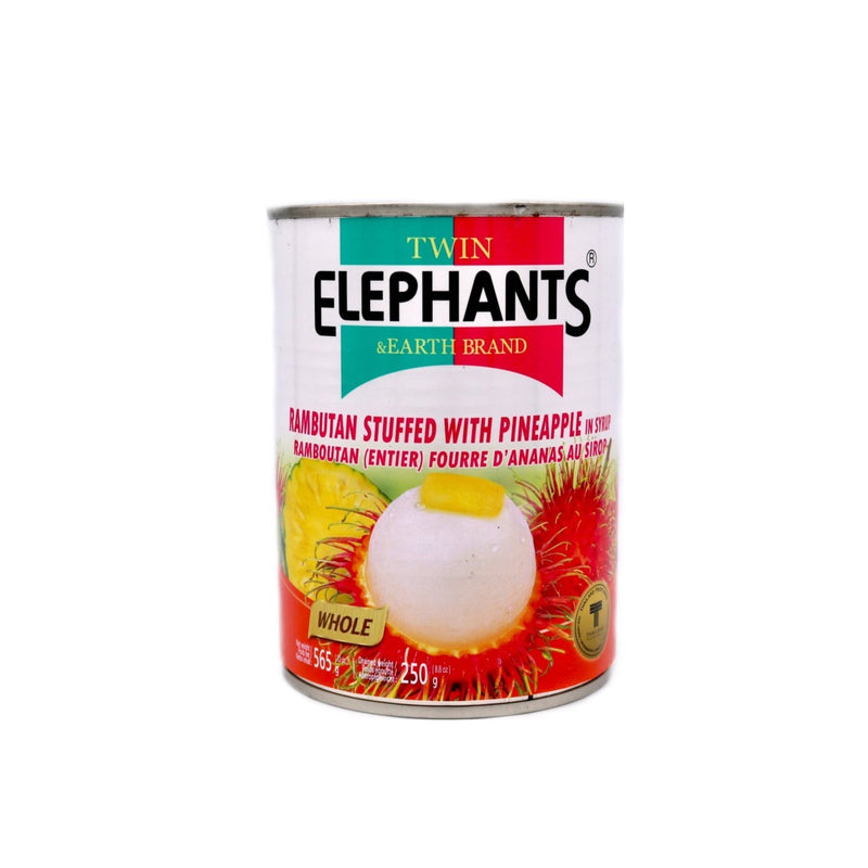 Twin Elephants Rambutan Stuffed with Pineapple in Syrup (Whole) 565g | Tuk Tuk Mart