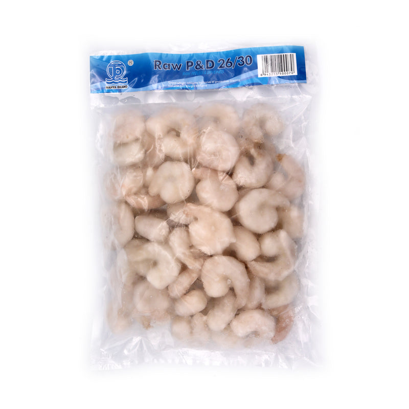Wanya Brand Raw Peeled & Deveined (P&D)  Vannamei Prawns 26/30 454g (Frozen) | Tuk Tuk Mart
