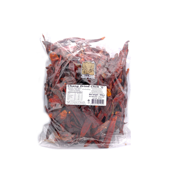 Chang Dried Chilli with Stem - large 泰國辣椒乾 500g | Tuk Tuk Mart