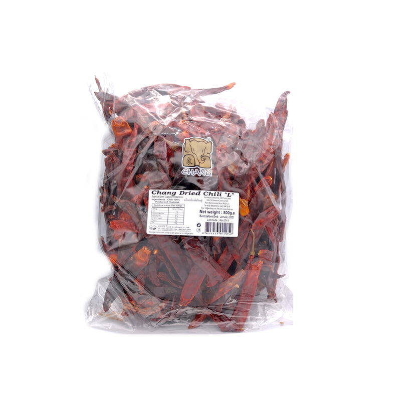 Chang Dried Chilli with Stem - large 泰國辣椒乾 500g | Tuk Tuk Mart