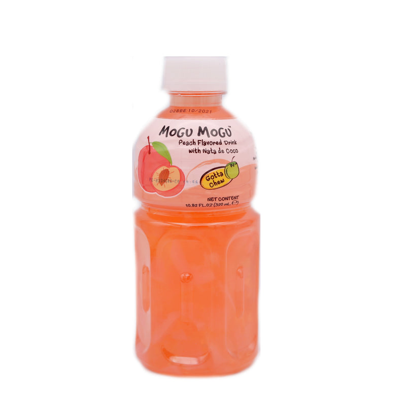 Mogu Mogu Peach Flavoured Drink with Nata De Coco (Coconut Gel) 320ml | Tuk Tuk Mart