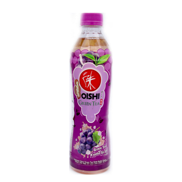 Oishi Japanese Style Green Tea Drink Kyoho Grape Flavour (with Nata De Coco) 380ml | Tuk Tuk Mart