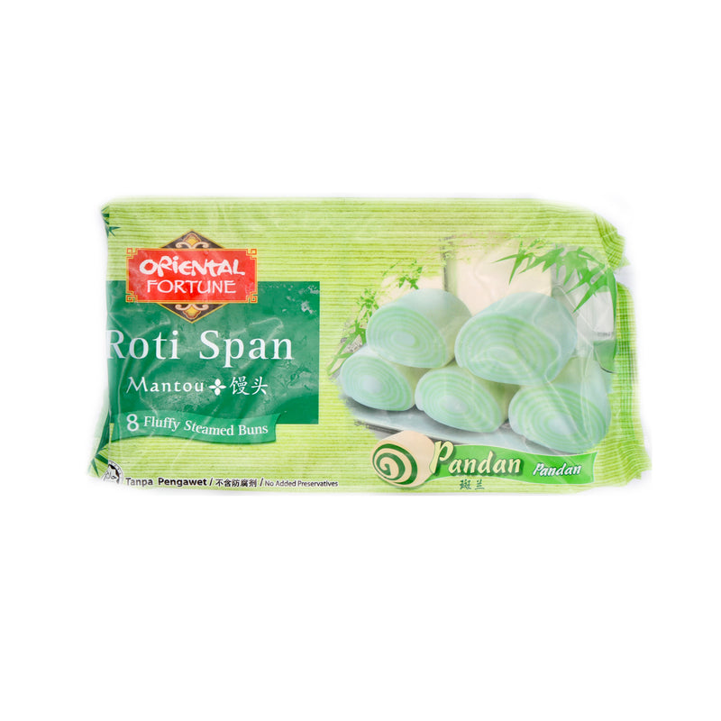 Oriental Fortune Roti Span Pandan (8 Fluffy Steamed Buns) 360g (8x45g) (Frozen) | Tuk Tuk Mart