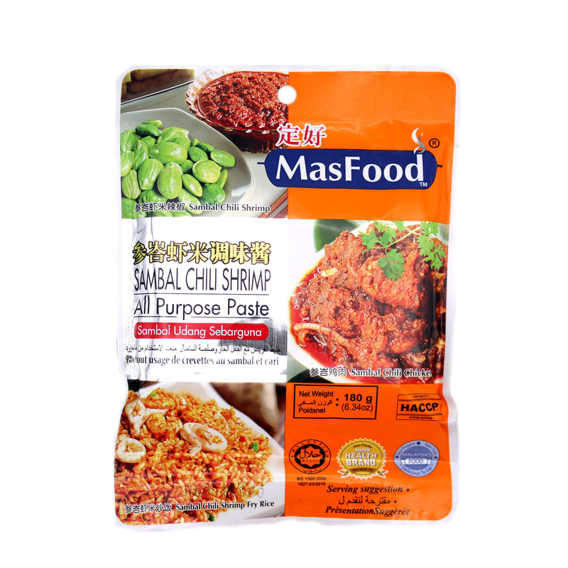 Masfood Sambal Chilli Shrimp All Purpose Paste 180g (Sambal Udang Sebarguna) - Tuk Tuk Mart