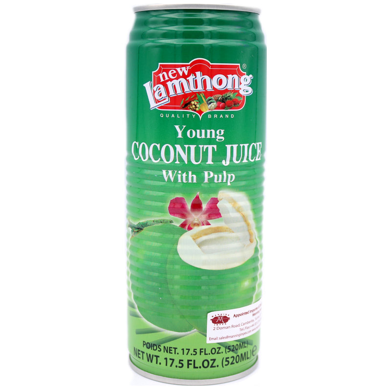 New Lamthong Young Coconut Juice with Pulp 520ml - Tuk Tuk Mart