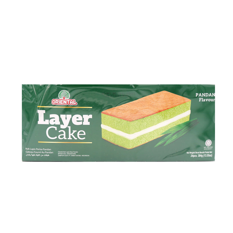 Oriental Brand Layer Cake Pandan Flavour 384g (24pcs) - Tuk Tuk Mart