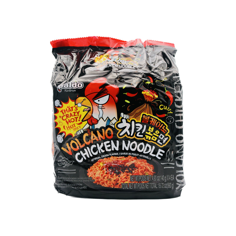 Paldo Volcano Chicken Noodle Chicken Flavour 八道火辣鸡味拌面 (140g*4 Pcs) 560g | Tuk Tuk Mart
