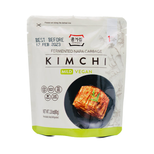 Jongga Fermented Napa Cabbage Mild Vegan Kimchi 韓國宗家府温和素食辣泡菜 80g | Tuk Tuk Mart
