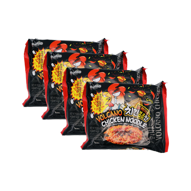 Paldo Volcano Chicken Noodle Chicken Flavour 八道火辣鸡味拌面 (140g*4 Pcs) 560g | Tuk Tuk Mart