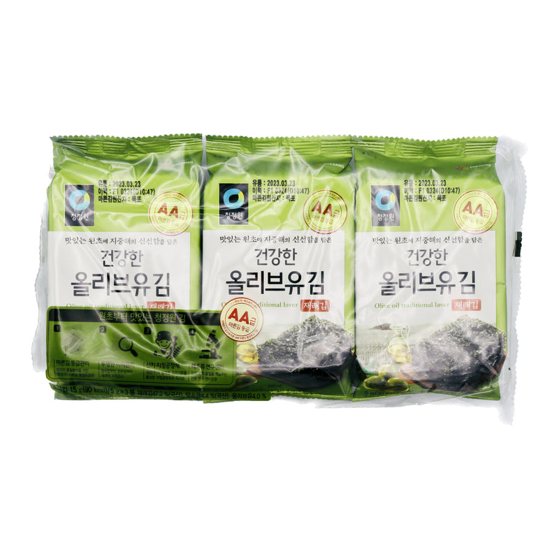 Daesang Seasoned Seaweed Snack with Olive Oil (5g*3 Pcs) 15g | Tuk Tuk Mart