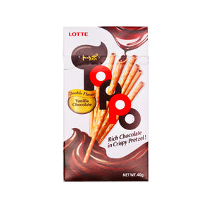 Lotte Toppo Double Flavour Biscuit Sticks (Vanilla & Chocolate) 40g | Tuk Tuk Mart