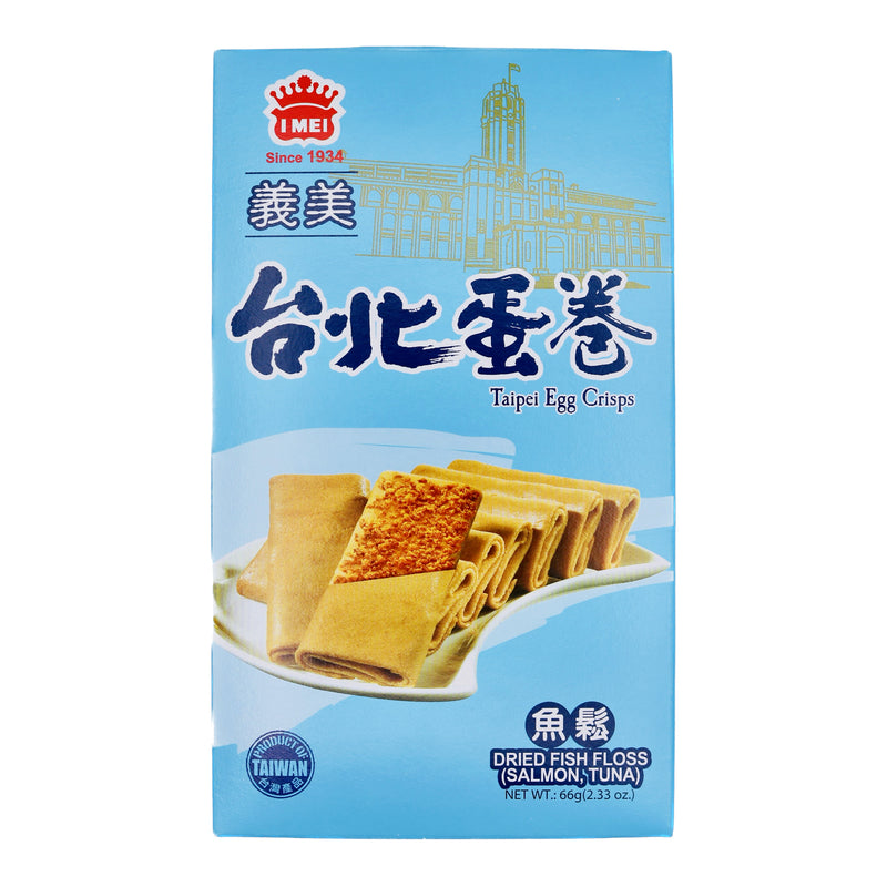IMEI Taipei Egg Crisps Dried Fish Floss (Salmon, Tuna) Flavour 義美台北魚鬆蛋卷 66g | Tuk Tuk Mart