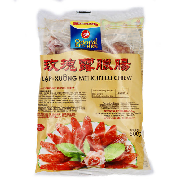 Oriental Kitchen Mei Kuei Lu Chiew Chinese Sausage 萬興玫瑰露臘腸 500g | Tuk Tuk Mart