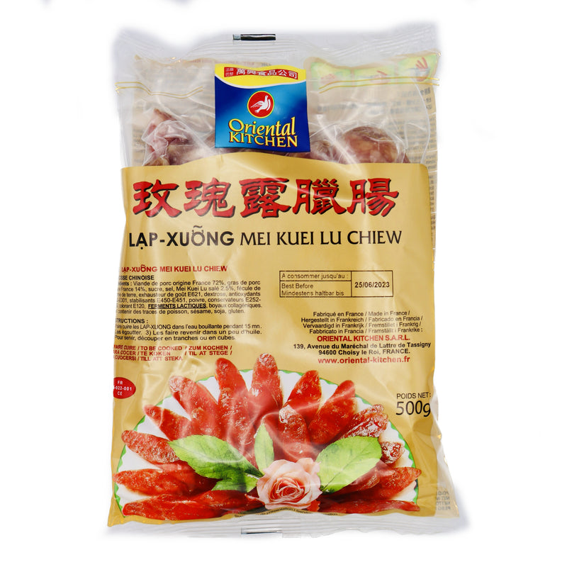 Oriental Kitchen Mei Kuei Lu Chiew Chinese Sausage 萬興玫瑰露臘腸 500g | Tuk Tuk Mart