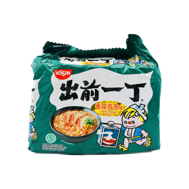 Nissin Instant Noodles Garlic Chicken Flavour 出前一丁香蒜雞湯味 (82g*5 Pcs) 410g | Tuk Tuk Mart