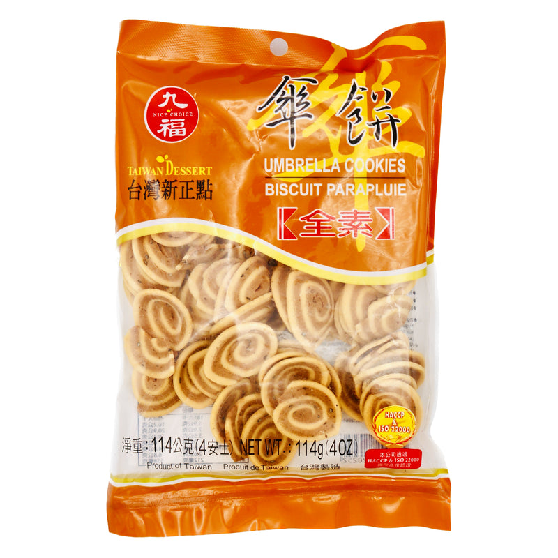 Nice Choice Umbrella Cookies 九福全素傘餅 114g | Tuk Tuk Mart