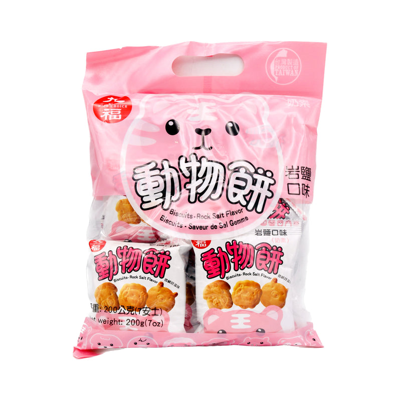 Nice Choice Rck Salt Flavoured Biscuits 九福動物造型餅乾 (岩鹽口味) (25g*8 Pcs) 200g | Tuk Tuk Mart