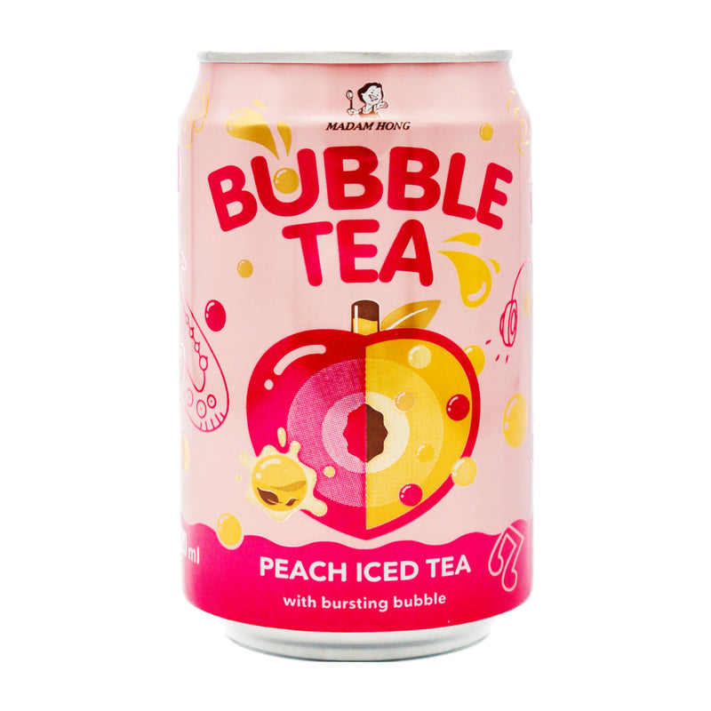 Madam Hong Peach Bubble Tea Iced Tea 桃子氣泡冰茶 320ml | Tuk Tuk Mart